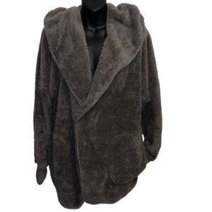 Hem & Thread charcoal gray hooded open front oversized cardigan NWT one size